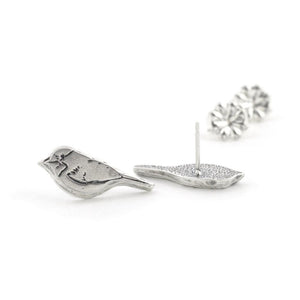 Chickadee Post Earrings - Silver Earrings   3405 - handmade by Beth Millner Jewelry