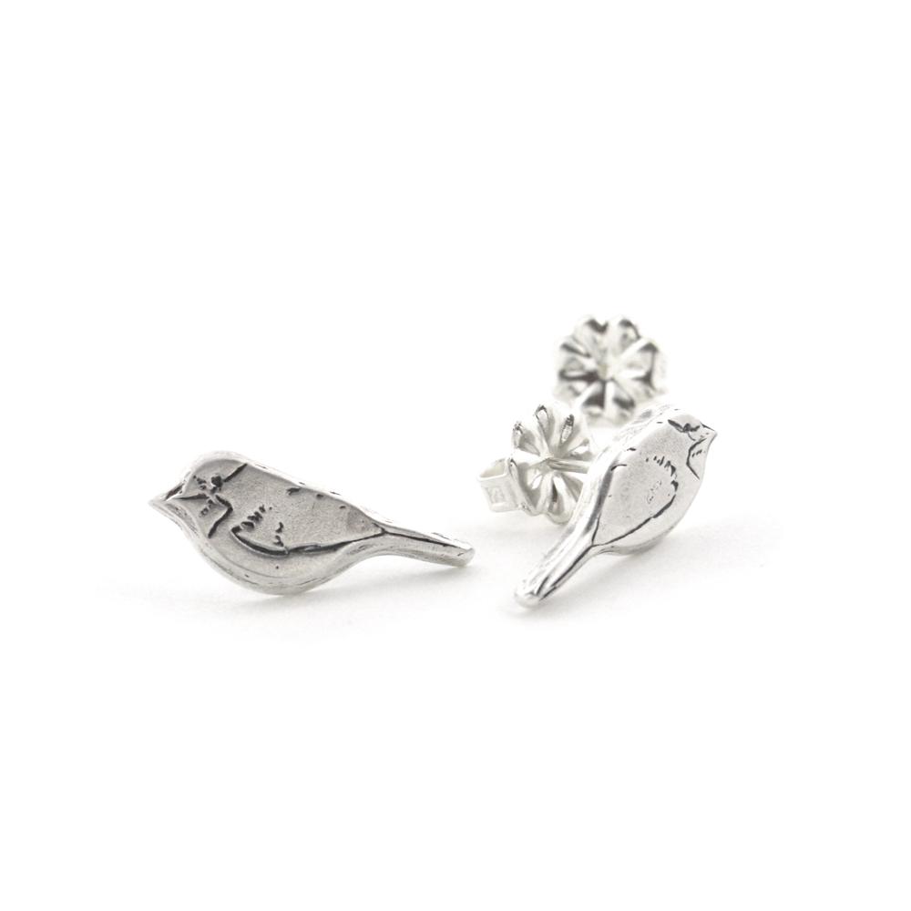 Chickadee Post Earrings - Silver Earrings   3405 - handmade by Beth Millner Jewelry