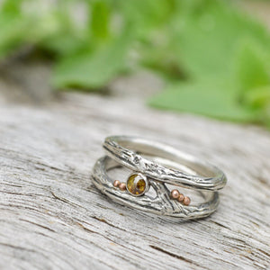 Chocolate and Roses Twig Ring - Choose Your Own Stone - Wedding Ring  A. / Rustic Diamond  B. / Rustic Diamond 2491 - handmade by Beth Millner Jewelry