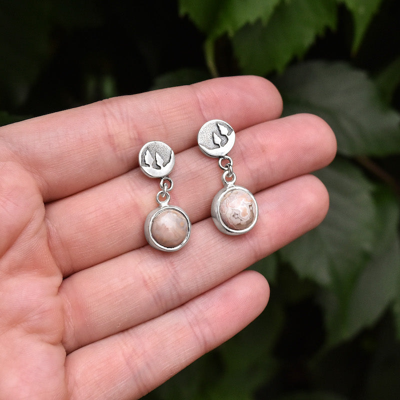 Conifer Couple Agate Earrings - Silver Earrings   6584 - handmade by Beth Millner Jewelry