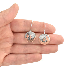 Conifer Couple Earrings - Mixed Metal Earrings   5129 - handmade by Beth Millner Jewelry