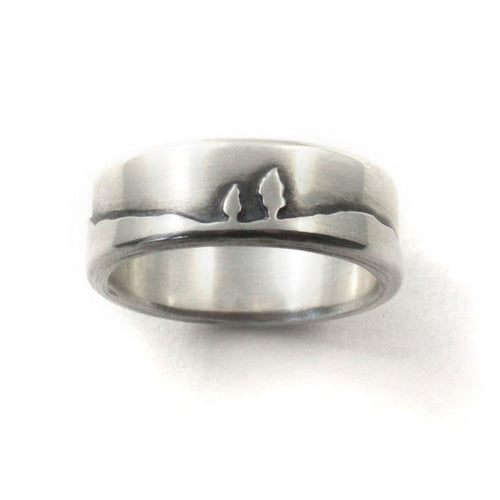 Silver Conifer Couple Ring