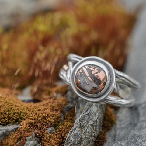 Copper Agate Autumn Twig Ring - Choose Your Own Stone - Ring  A. 9mm / Lake Superior Copper Agate  B. 8mm / Lake Superior Copper Agate 3721 - handmade by Beth Millner Jewelry