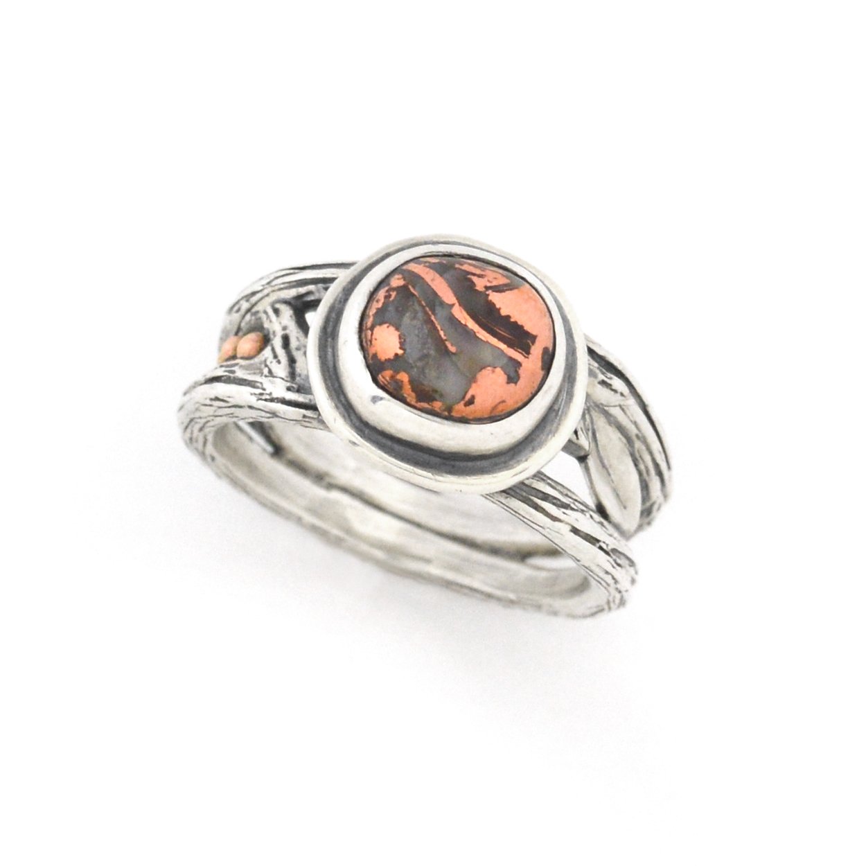 Copper Agate Autumn Twig Ring - Choose Your Own Stone - Ring  A. 9mm / Lake Superior Copper Agate  B. 8mm / Lake Superior Copper Agate 3721 - handmade by Beth Millner Jewelry