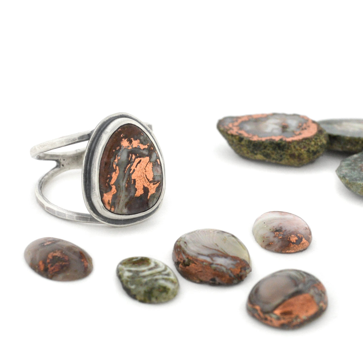 Copper Agate Ring - Choose Your Own Stone - Ring A. 11mm x 9mm / Lake Superior Copper Agate B. 11mm x 9mm / Lake Superior Copper Agate 2669 - handmade by Beth Millner Jewelry