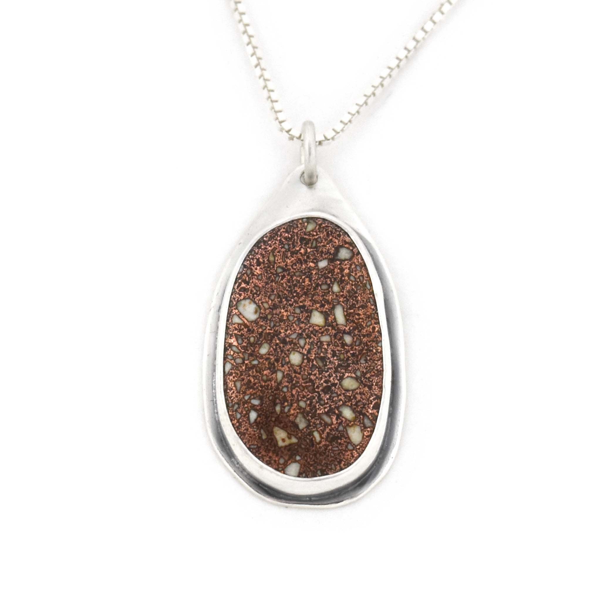 Copper Firebrick Drop Pendant No. 1 - Silver Pendant   5590 - handmade by Beth Millner Jewelry
