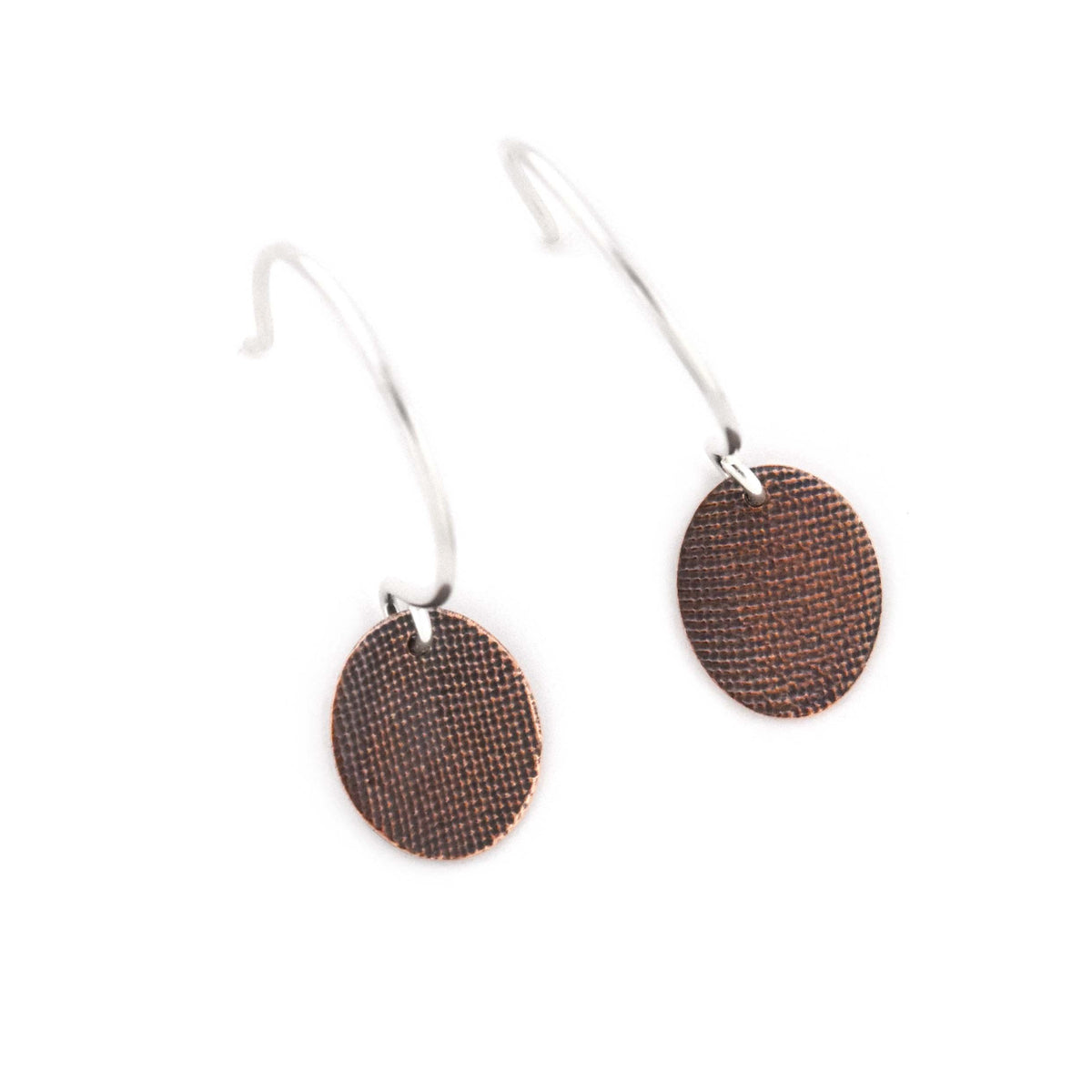 Cotton Woven Pressed Copper Earrings - Copper Earrings   5339 - handmade by Beth Millner Jewelry