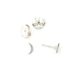 Crescent Moon Post Earrings - Silver Earrings   3880 - handmade by Beth Millner Jewelry