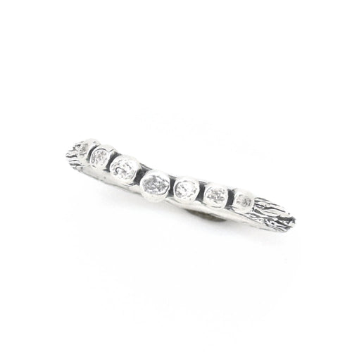 Silver Curved Pebble Twig Ring