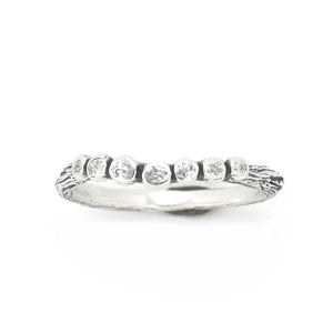 Silver Curved Pebble Twig Ring - Wedding Ring  Plain - no diamond  One diamond 5881 - handmade by Beth Millner Jewelry