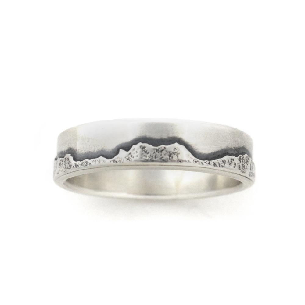 Silver Mountain Range Ring - custom made with your favorite mountains - Wedding Ring 6mm / Select Size 6mm / 4 2207 - handmade by Beth Millner Jewelry