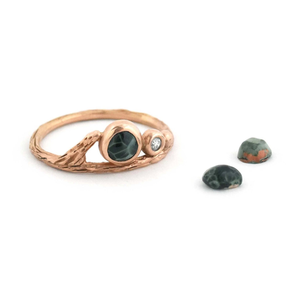 Gold Delicate Dewdrop Ring - your choice of stone and gold - Wedding Ring 14K Rose Gold / A 14K Rose Gold / B 3486 - handmade by Beth Millner Jewelry