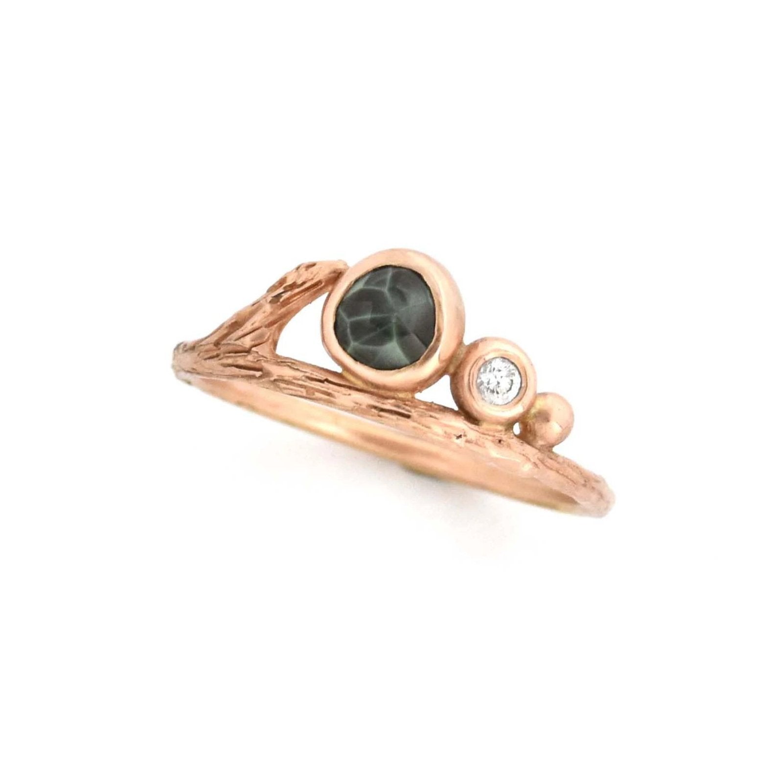 Gold Delicate Dewdrop Ring - your choice of stone and gold - Wedding Ring  14K Rose Gold / A  14K Rose Gold / B 3486 - handmade by Beth Millner Jewelry