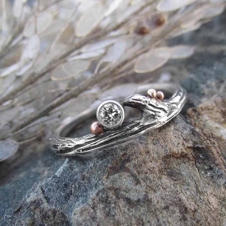 Diamond Twig Wedding Ring, Forked Silver Elvish Twig Ring, Alternative –  Caroline Brook Jewellery