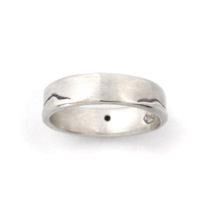 Silver Diamond Moon Pines Ring - Wedding Ring  6mm / Select Size  6mm / 4 3487 - handmade by Beth Millner Jewelry