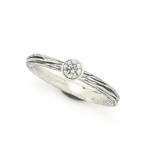 Silver Diamond Twig Ring - your choice of 4mm stone
