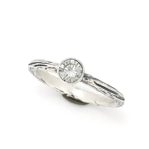 Silver Diamond Twig Ring - your choice of 5mm stone