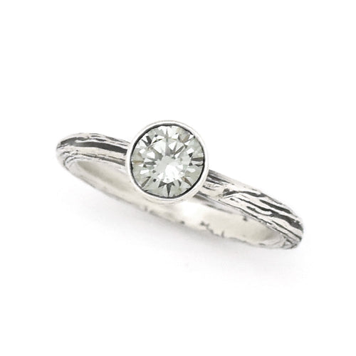 Silver Diamond Twig Ring - your choice of 6mm stone