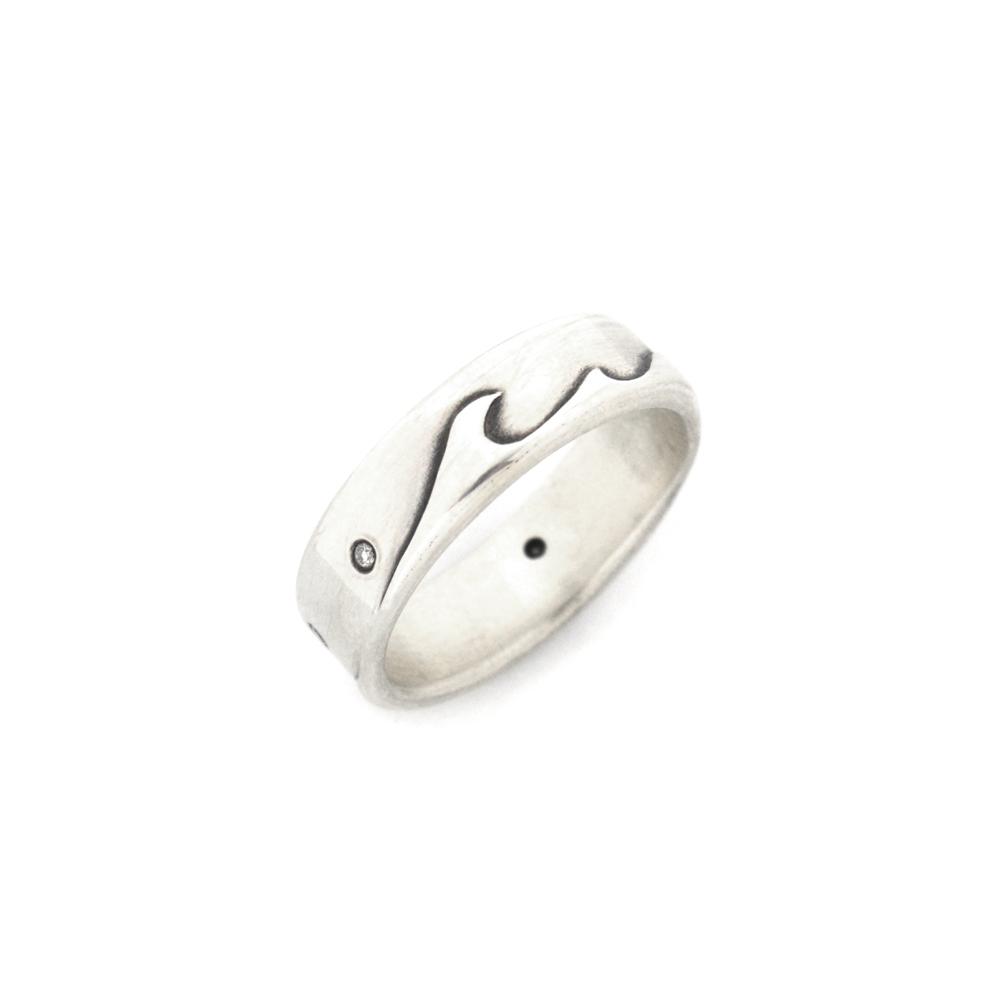 Silver Diamond Twilight Shoreline Ring - Wedding Ring 8mm / Select Size 8mm / 4 2765 - handmade by Beth Millner Jewelry