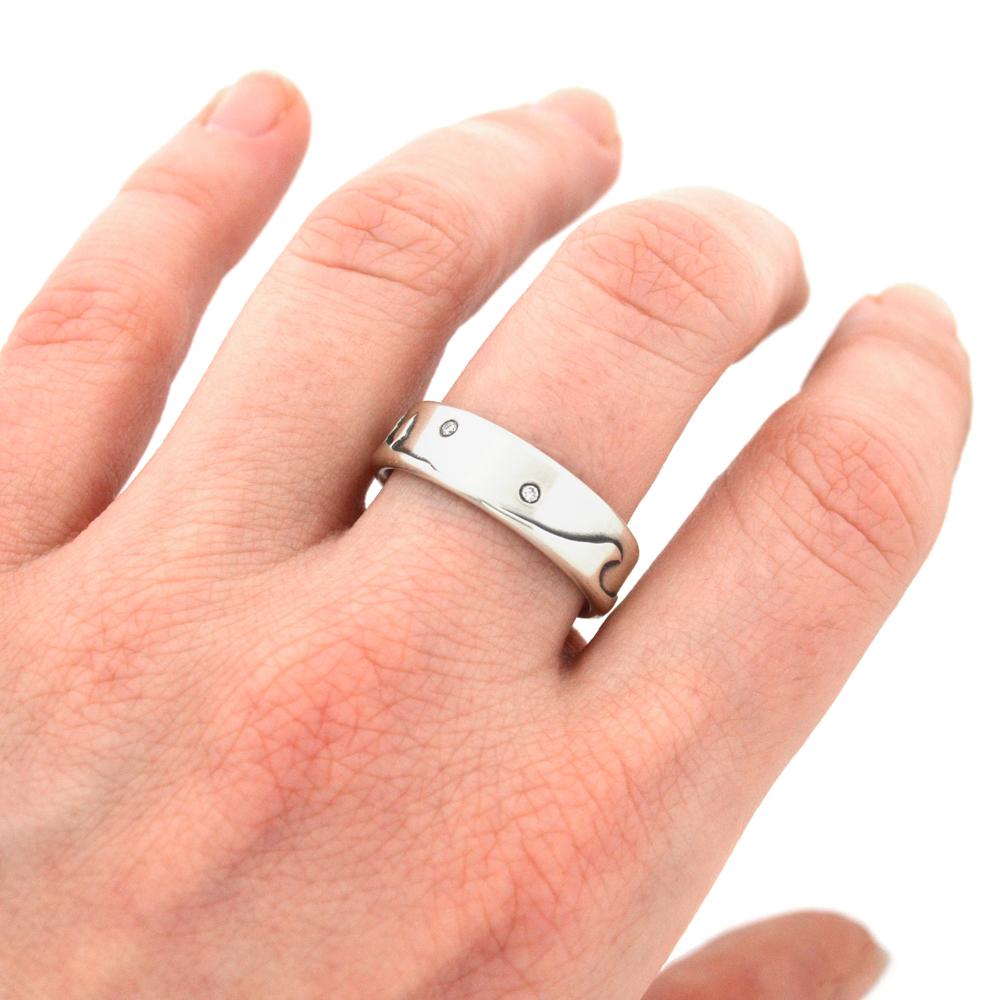 Silver Diamond Twilight Shoreline Ring - Wedding Ring  6mm / Select Size  6mm / 4 2764 - handmade by Beth Millner Jewelry
