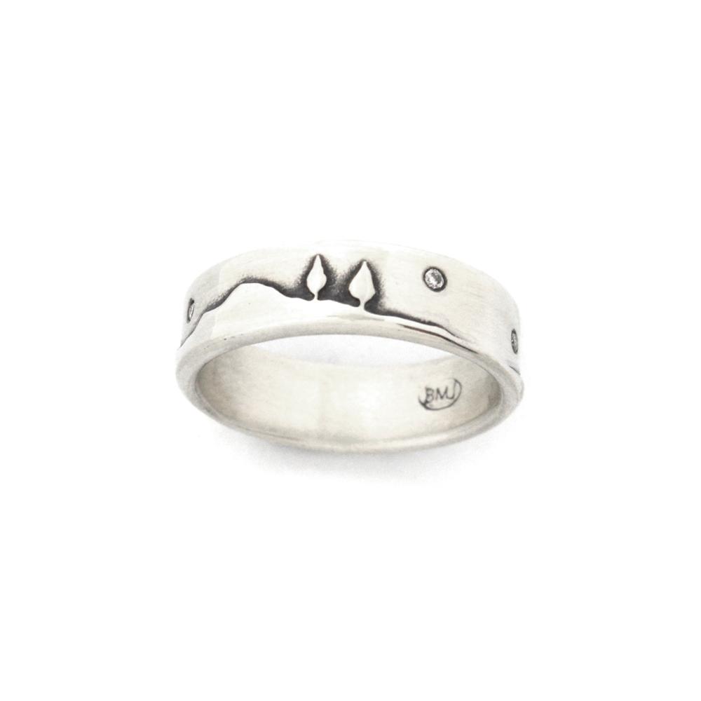 Silver Diamond Twilight Shoreline Ring - Wedding Ring 6mm / Select Size 6mm / 4 2764 - handmade by Beth Millner Jewelry
