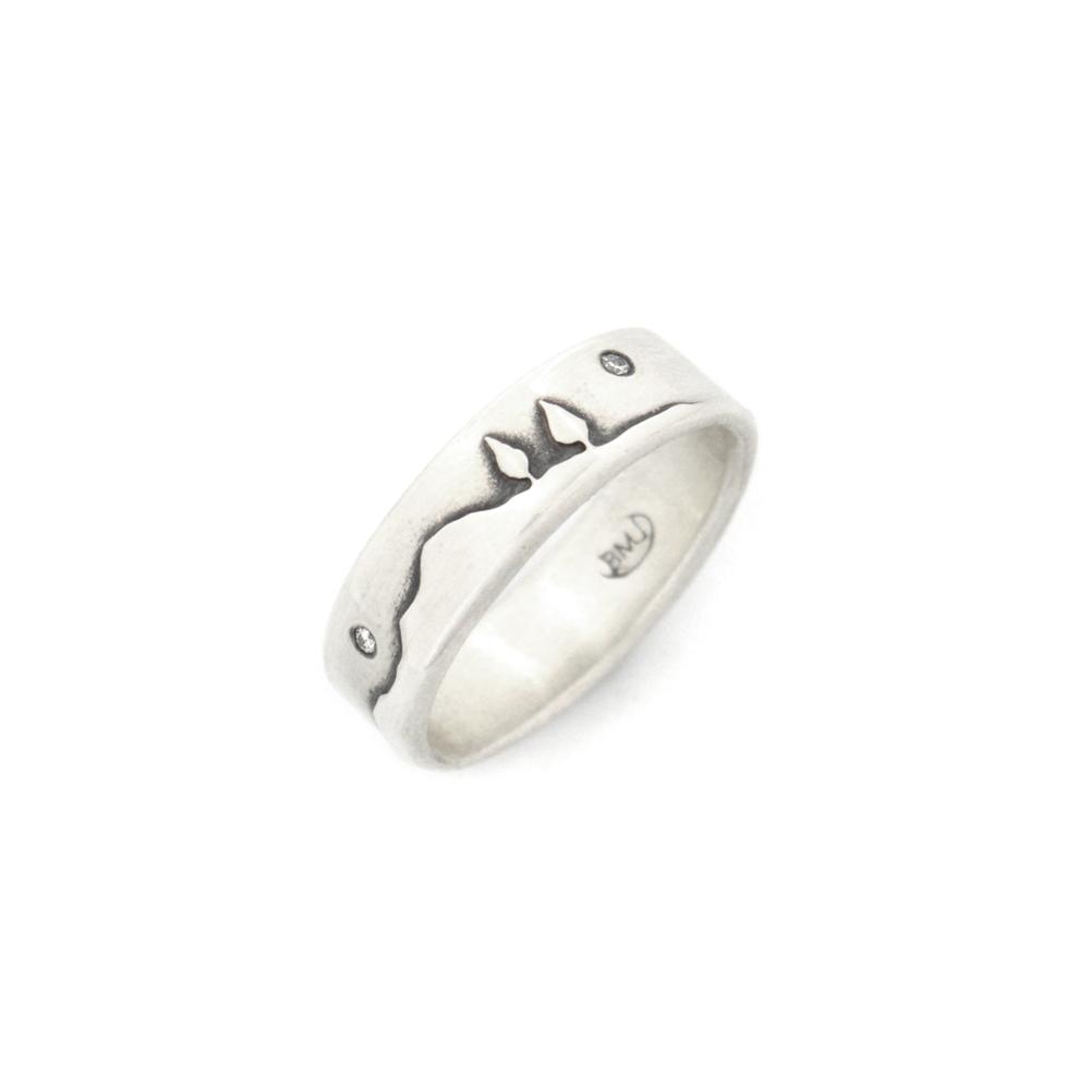 Silver Diamond Twilight Shoreline Ring - Wedding Ring  6mm / Select Size  6mm / 4 2764 - handmade by Beth Millner Jewelry