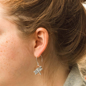 Dragonfly Earrings - Mixed Metal Earrings   5587 - handmade by Beth Millner Jewelry
