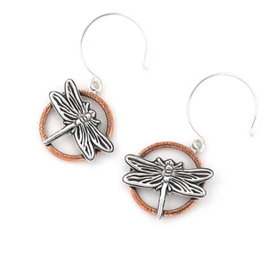 Dragonfly Earrings - Mixed Metal Earrings   5587 - handmade by Beth Millner Jewelry