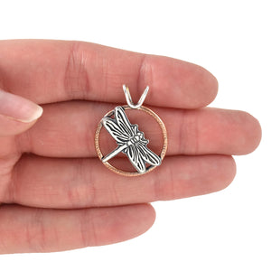 Dragonfly Pendant - Mixed Metal Pendant   5586 - handmade by Beth Millner Jewelry