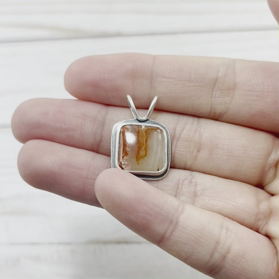 Marquette Lake Superior Agate Drop Pendant No. 2 - Silver Pendant   6853 - handmade by Beth Millner Jewelry