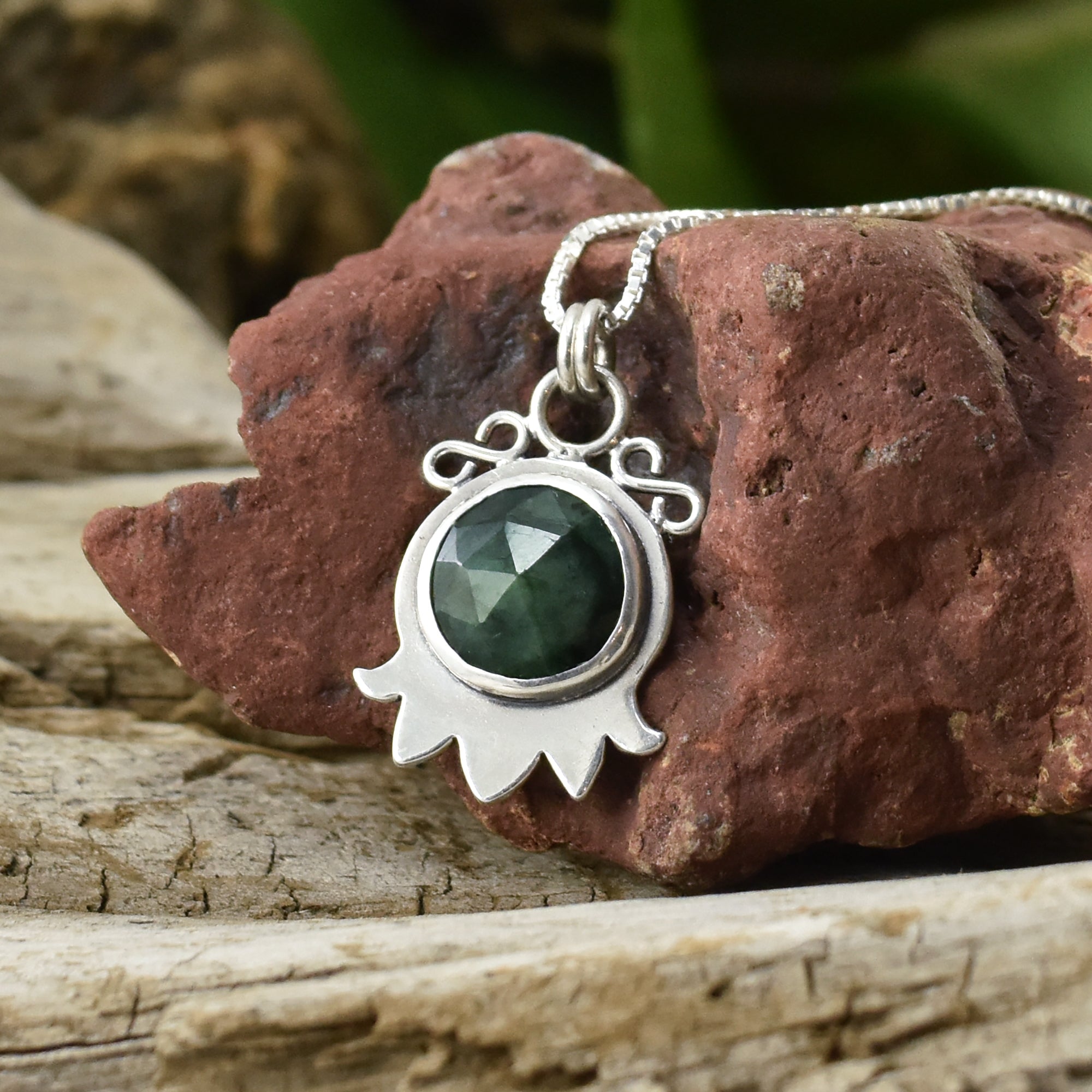 Emerald Drop Pendant No. 1 - Silver Pendant   6900 - handmade by Beth Millner Jewelry