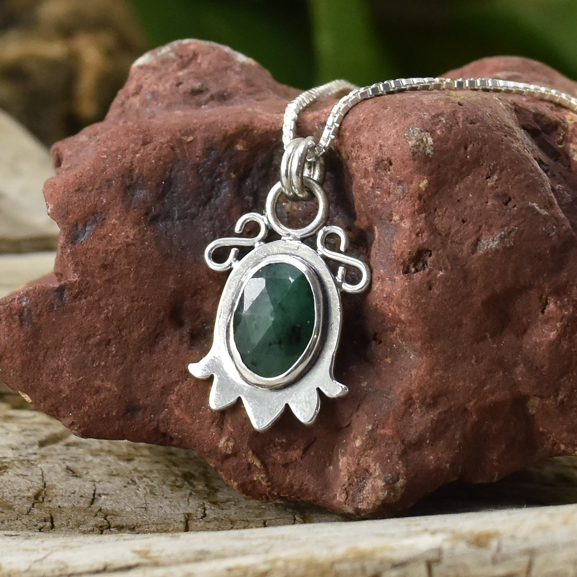 Emerald Drop Pendant No. 2 - Silver Pendant   6901 - handmade by Beth Millner Jewelry