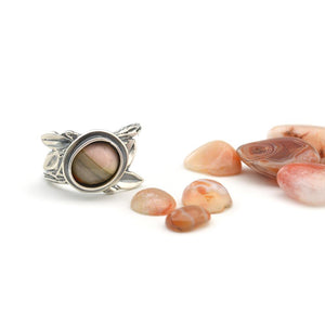 Entwined Agate Ring - Choose Your Own Stone - Ring  A. 6mm Minnesota Lake Superior Agate / Lake Superior Agate  B. 9mm Lake Superior Agate / Lake Superior Agate 3219 - handmade by Beth Millner Jewelry