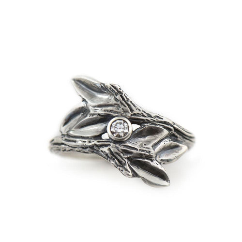 Silver Entwined Branches Twig Ring - your choice of stone