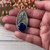 Reversible Glittering Cosmic Lapis Wonderland mixed metal pendant with diamonds handmade by Beth Millner Jewelry