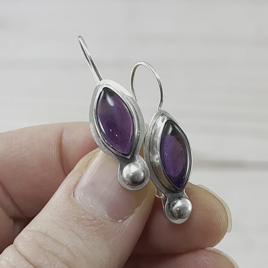 Amethyst Droplet Earrings No. 1 - Silver Earrings   6824 - handmade by Beth Millner Jewelry