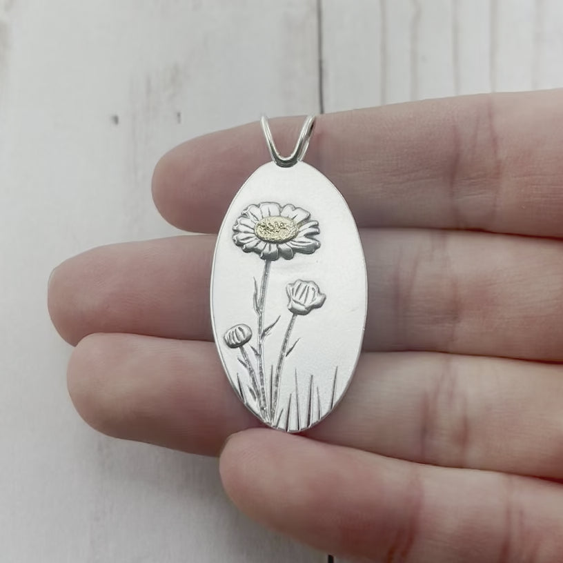 Blooming Daisies Pendant - Mixed Metal Pendant   6869 - handmade by Beth Millner Jewelry