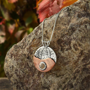Falling Leaves Copper Agate Wonderland Pendant No. 2 - Mixed Metal Pendant   6657 - handmade by Beth Millner Jewelry