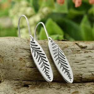 Fern Frond Earrings - Silver Earrings   6988 - handmade by Beth Millner Jewelry