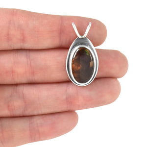 Fire Agate Drop Pendant No. 2 - Silver Pendant   5707 - handmade by Beth Millner Jewelry