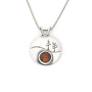 Fire Agate Tree Couple Wonderland Pendant - Silver Pendant   5708 - handmade by Beth Millner Jewelry
