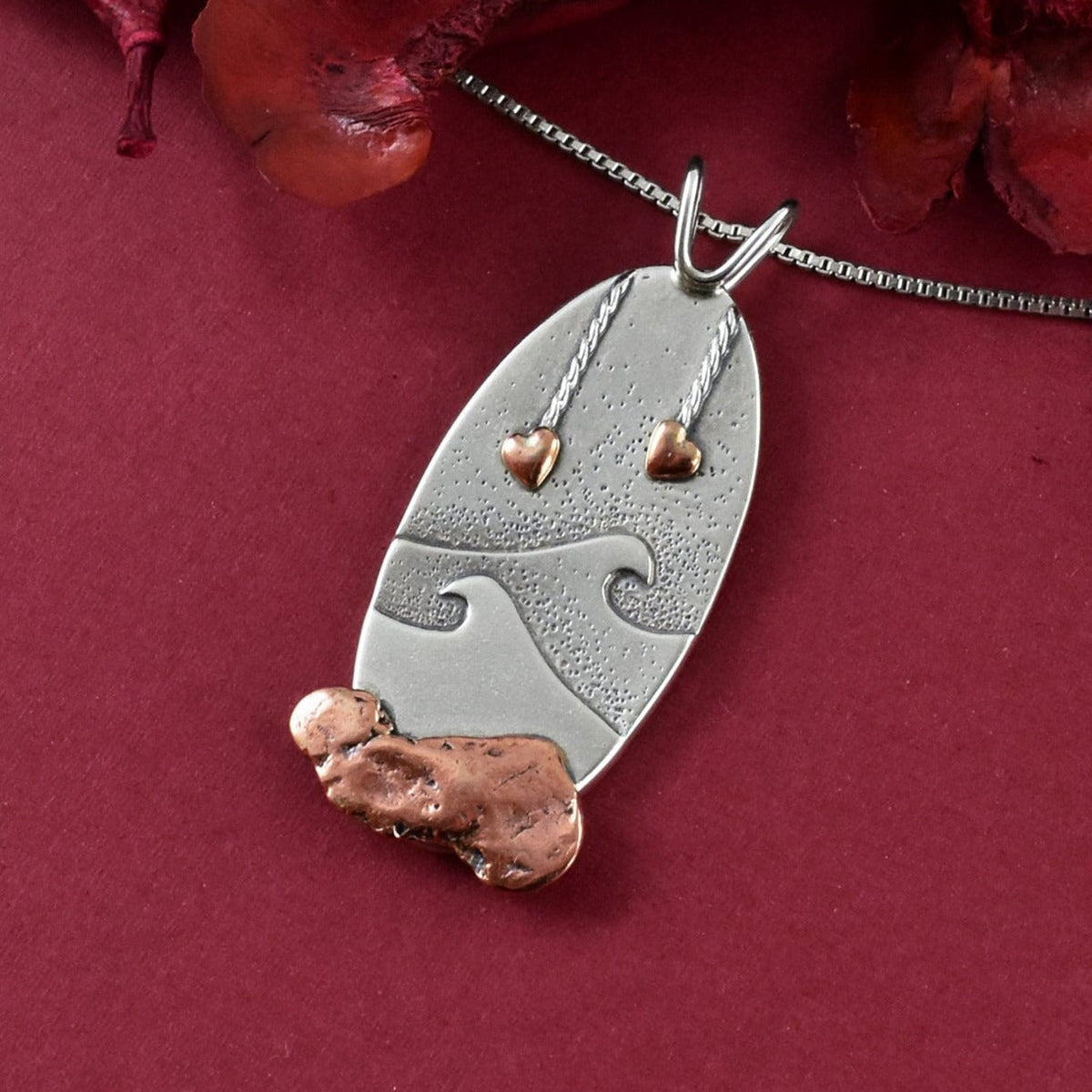 Float Copper Heartstrings Pendant No. 1 - Mixed Metal Pendant   6795 - handmade by Beth Millner Jewelry