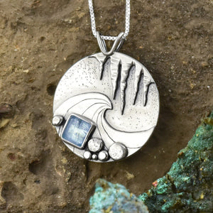Frosted Shoreline Aquamarine Wonderland Pendant No. 3 - Silver Pendant   6846 - handmade by Beth Millner Jewelry