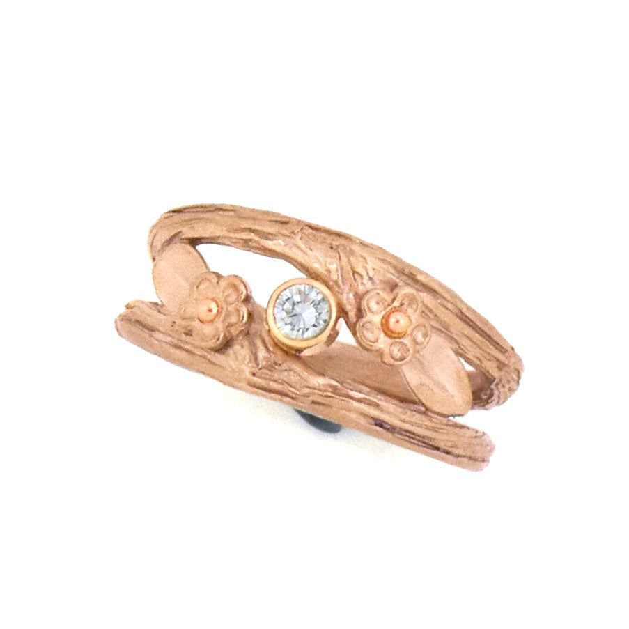 Gold Blossoming Romance Twig Ring - your choice of gold & stone - Wedding Ring 18K Palladium White Gold / Sapphire 14K Rose Gold / Sapphire 5451 - handmade by Beth Millner Jewelry