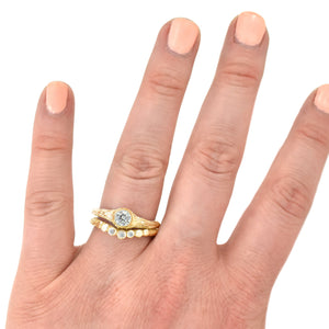 Gold Curved Pebble Twig Ring - your choice of gold & optional diamonds - Wedding Ring  18K Palladium White Gold / No diamonds  18K Palladium White Gold / 1 Diamond 6342 - handmade by Beth Millner Jewelry