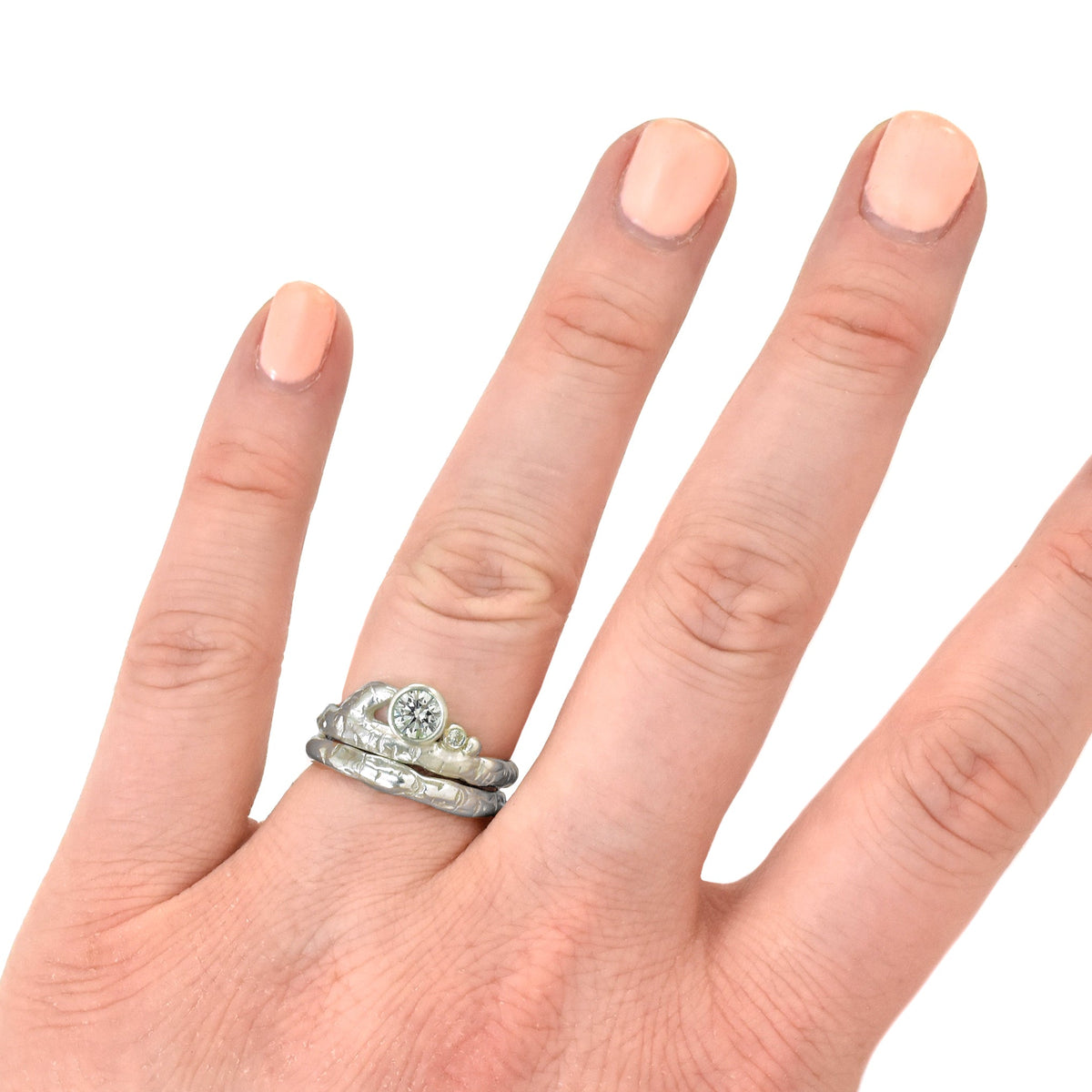 Gold Diamond Birch Twig Ring - your choice of 5mm stone & gold - Wedding Ring Lab Created Diamond / 18K Palladium White Gold Lab Created Diamond / 14K Rose Gold 6290 - handmade by Beth Millner Jewelry
