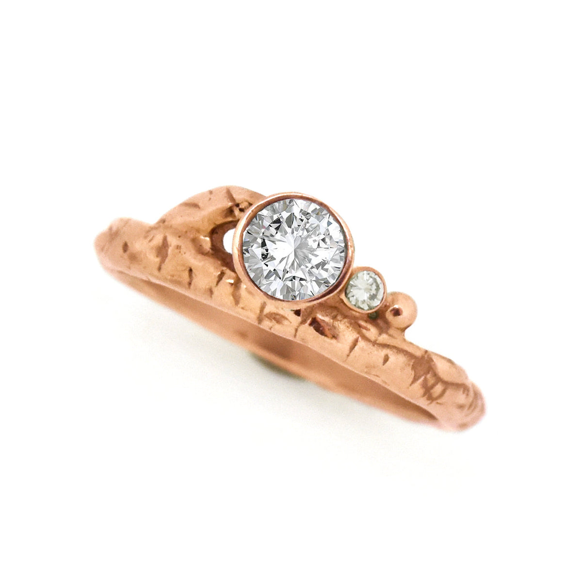 Gold Diamond Birch Twig Ring - your choice of 5mm stone & gold - Wedding Ring Recycled Diamond / 14K Rose Gold Recycled Diamond / 14K Yellow Gold 6279 - handmade by Beth Millner Jewelry