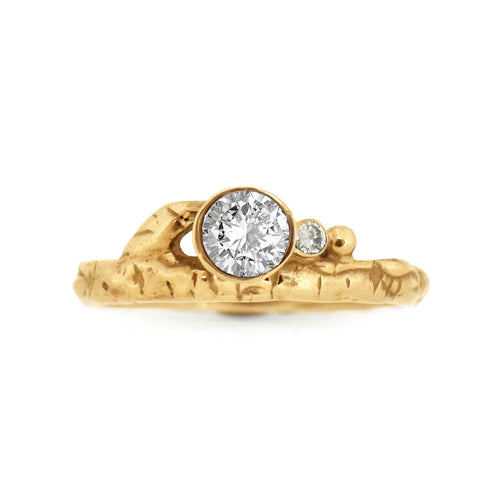 Gold Diamond Birch Twig Ring - your choice of 5mm stone & gold