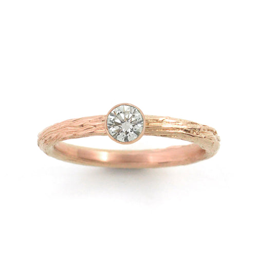 Gold Diamond Twig Ring - your choice of 4mm stone & gold