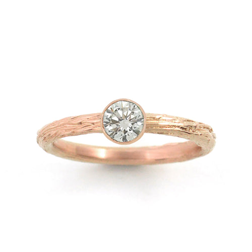Gold Diamond Twig Ring - your choice of 5mm stone & gold
